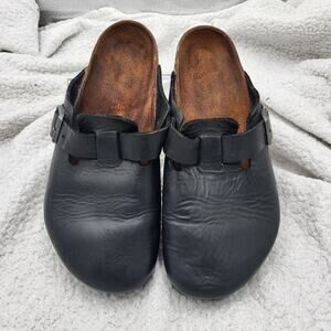 Birkenstock Boston BlackLeather Slip-ons clogs Soft footbed 42 US 9-9.5